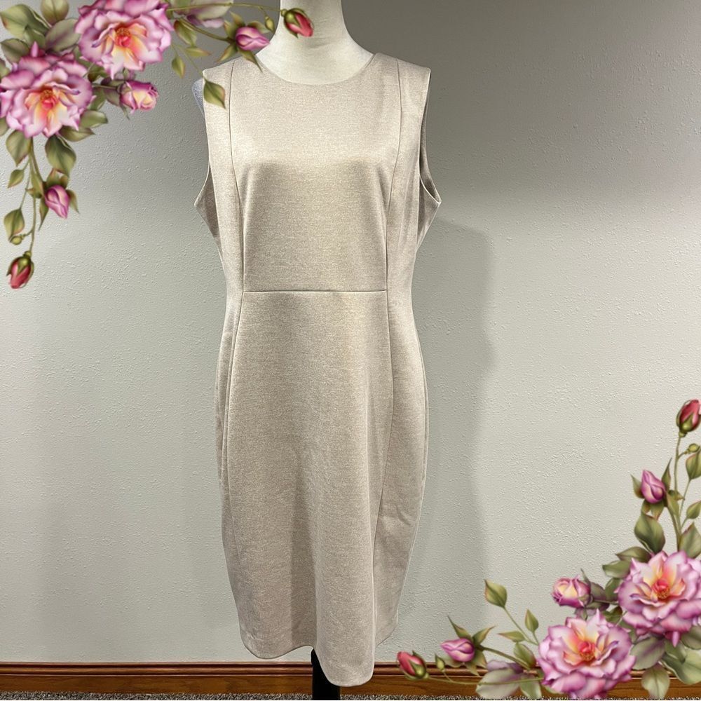 Calvin Klein Elegant tan Cream Sleeveless‎ Dress size 14